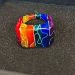 Colorful Puzzle Pattern Lucite Ring